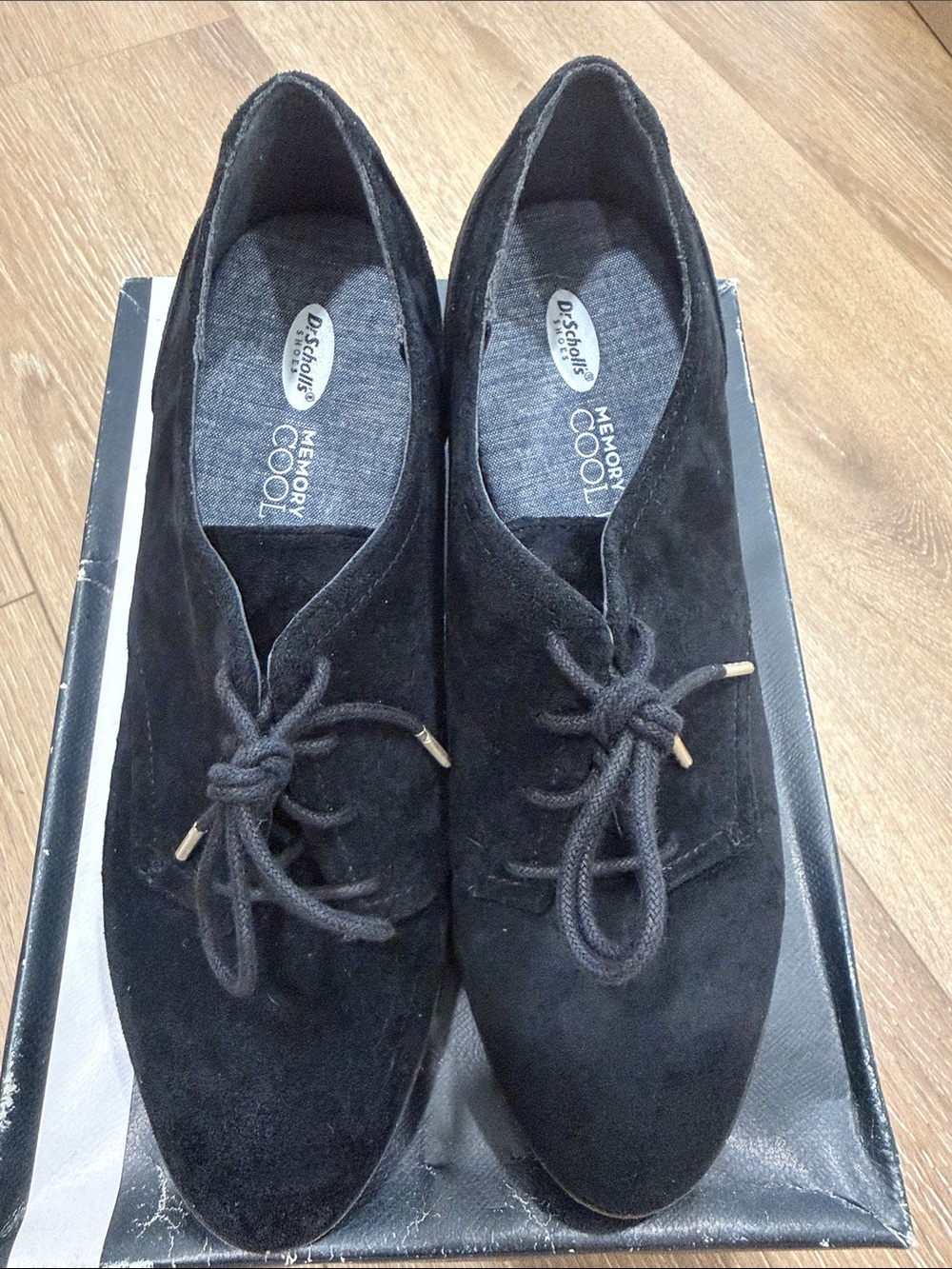 Dr. Scholl's Black Suede Lace-Up Ankle Booties